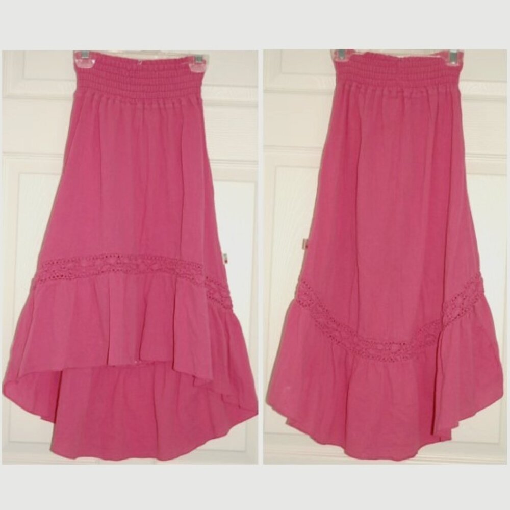 T2Love Girls Size 14, Boho Hi-Lo Gauze Skirt, Pink